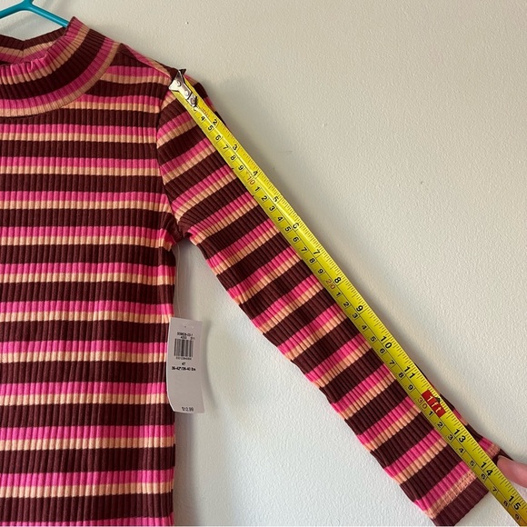 🌼 5/$25 Old Navy Girls 4T Striped Ribbed Mock Neck Long Sleeve Top NWT Retro - Picture 8 of 10